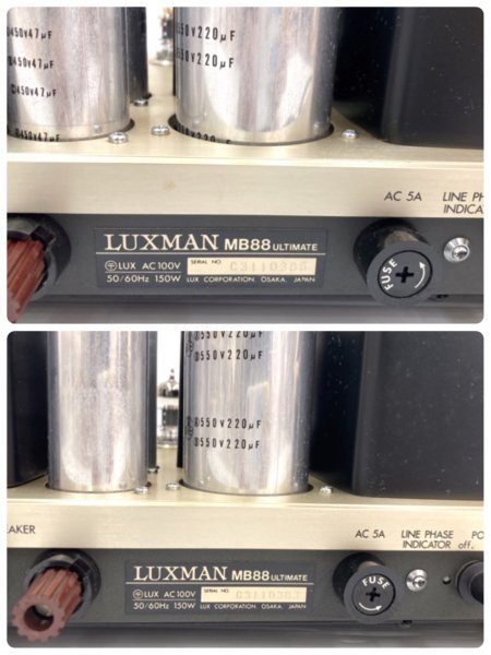 LAXMAN MB88 tube amplifier 2 pcs. set ULTIMATE operation verification settled ultimate rare amplifier Yupack [120sa chair ] Nara prefecture departure (36-50.WN-1)L-23