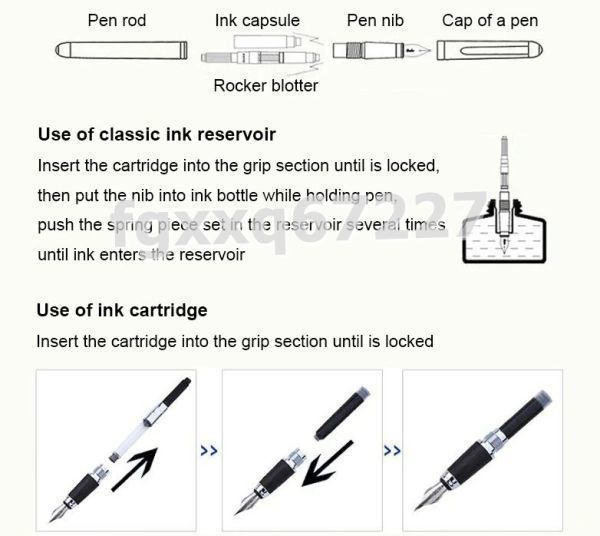 OG016:★人気★Jinhao450A万年筆フルメタルJinhaoX450ゴールドペンゴールデンクリップ0.5mmミディアムペン先ビジネス事務用品_画像3