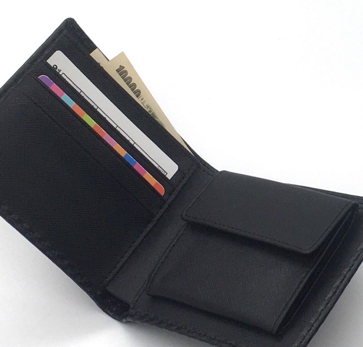 カーボンレザー 折り財布 内装：黒 メンズ レディース 小銭入れ カードケース_画像9