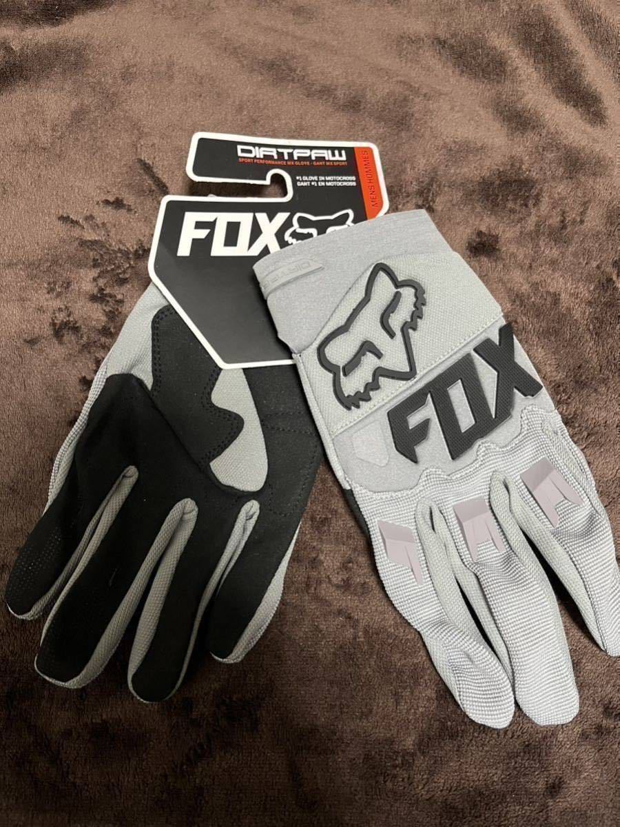 最安値 M グレー 灰 FOX RACING フォックス グローブ手袋 ダートパウ バイク モトクロス オフロード MX 防護手袋 レーシング MTB 春 夏 秋_画像1