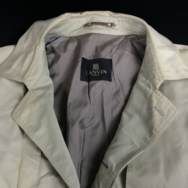 ランバン/LANVIN☆ウエストベルト付き/ステンカラーコート【R46-44/メンズM/ライトカーキ/light khaki/beige】スプリング/jacket◇cBH388