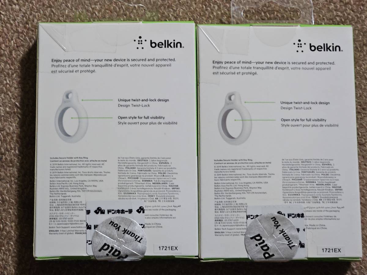 Belkin AirTag ベルキン　エアータグ　ケース キーホルダー キーリング ホワイト F8W973btWHT-A　未開封　2個セット_画像2