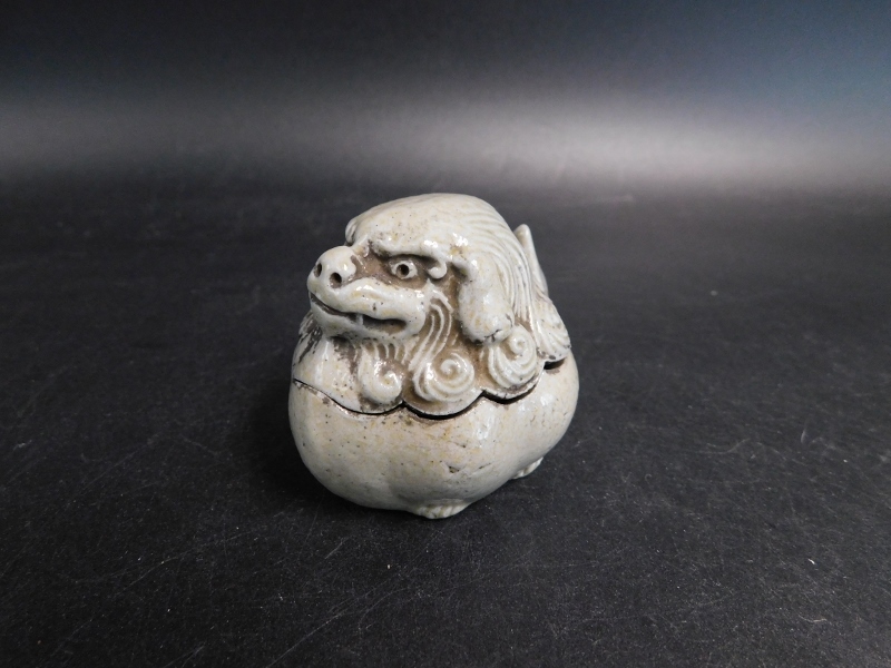 在銘 白備前 獅子 香合 唐獅子 青備前 備前焼 古作 名品 名工 茶道具 香道具 年代物 _画像1