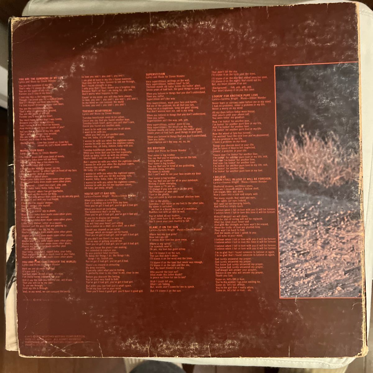 1972年作品　スティービー・ワンダー　送料無料　トーキング・ブック　お値打ち品　傑作最高品　ヴィンテージレコード　オールドレコード_画像2
