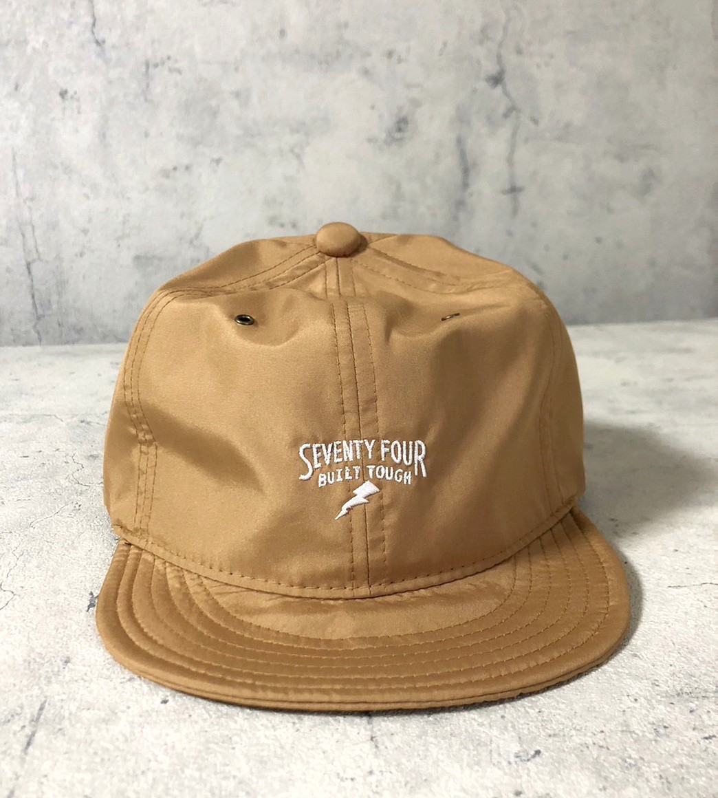 SEVENTY FOUR セブンティーフォー SHORT BRIM CAP ナイロンキャップ ベージュ 新品 ワークキャップ 帽子 ロゴ