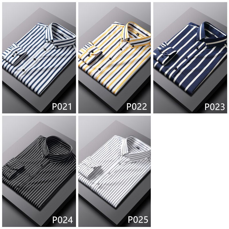 P023-XL新品DCKMANY■縦縞 長袖シャツ メンズ ノーアイロン 形態安定 ストライプ ビジネス ワイシャツ シルクのような質感/ネイビーの画像3