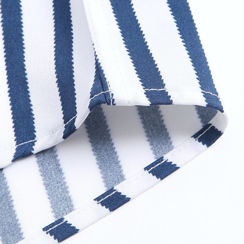 P023-XL新品DCKMANY■縦縞 長袖シャツ メンズ ノーアイロン 形態安定 ストライプ ビジネス ワイシャツ シルクのような質感/ネイビーの画像10