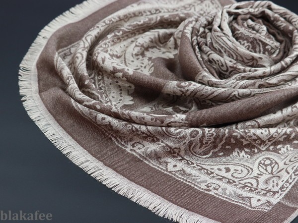 blakafee #BF-0251 極上 カシミア 大判 ストール【ライトブラウン系/Labyrinth】High Quality Pashmina Collection_画像2