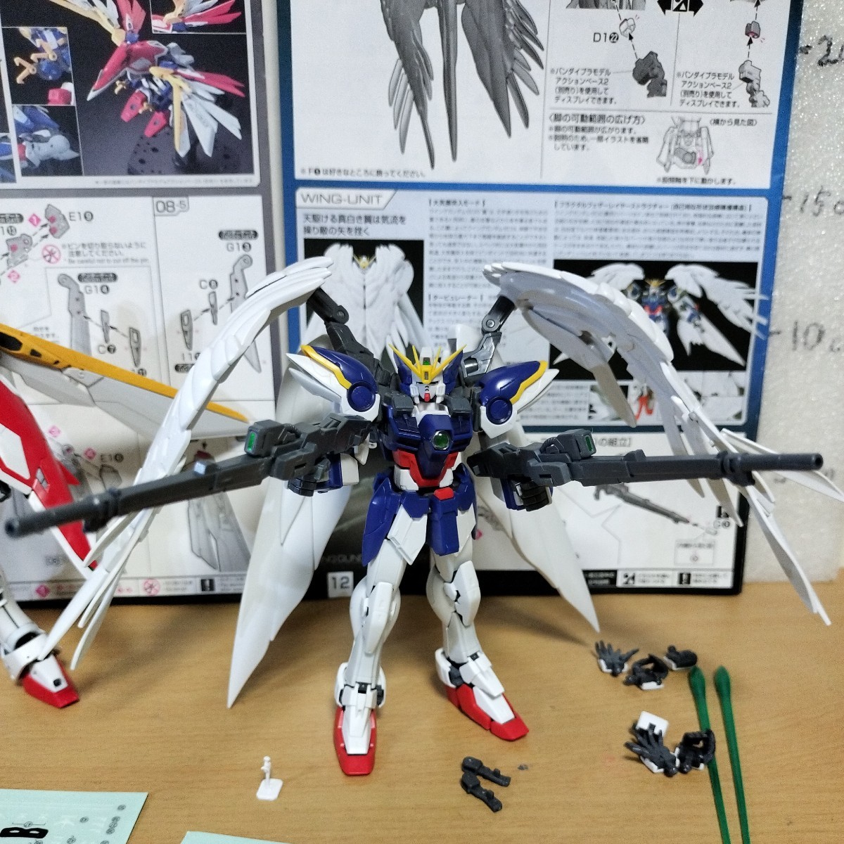 RG 1/144 ウイングガンダム EW版 プロトウイング ゼロカスタム 完成品 素組 フィギュア ジャンク ガンプラ ガンダム Ｗ トールギス HG_ツインバスターライフルは合体可能