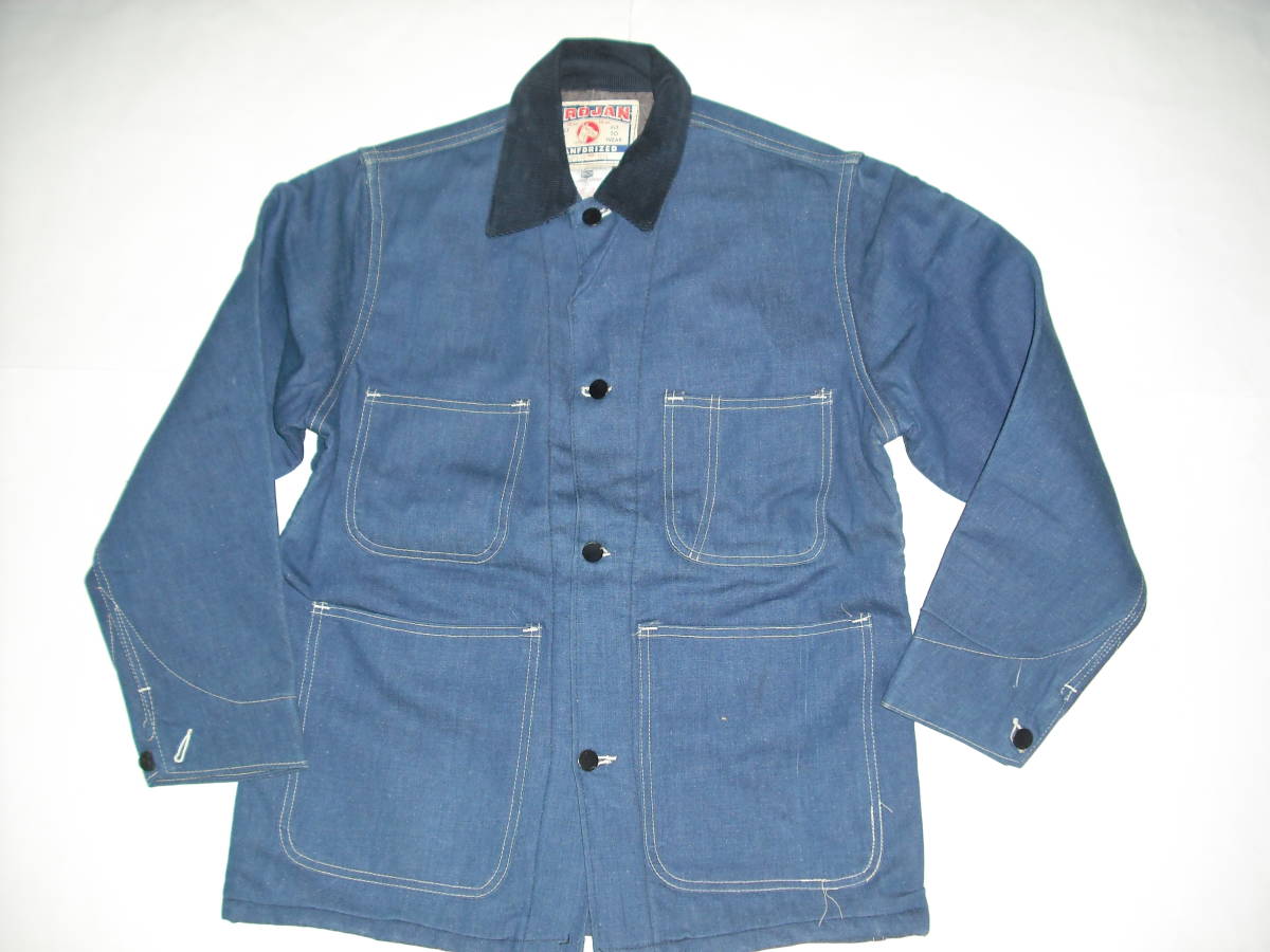 ヴィンテージ 新品未使用 未洗いデッドストック TROJANデニム カバーオール 40'S TROJAN DENIM COVERALL With WOOL LINING SIZE 38in の画像1