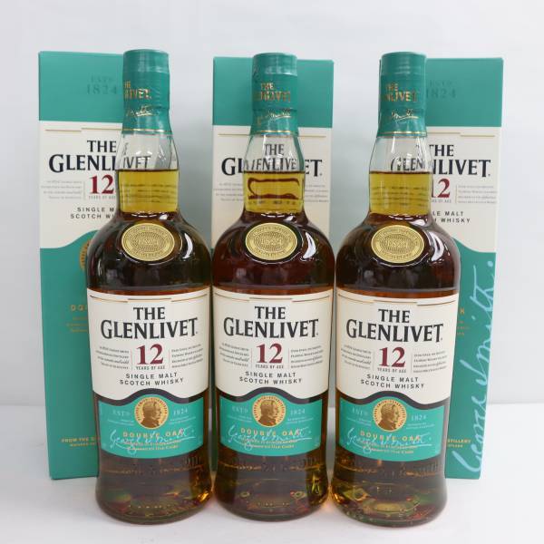 【3本セット】GLENLIVET（グレンリベット）12年 ダブルオーク 40％ 700ml X23L050050_画像1