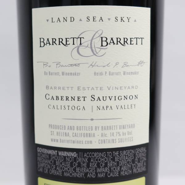 Barrett & Barrett（バレット＆バレット）カベルネ ソーヴィニヨン 2012 14.7％ 750ml N23L230023_画像6