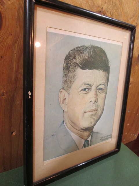 中古★昭和レトロ★アメリカ大統領 John Kennedy ジョンＦケネディ フレーム  額縁入りポスター プロマイド 写真★の画像3