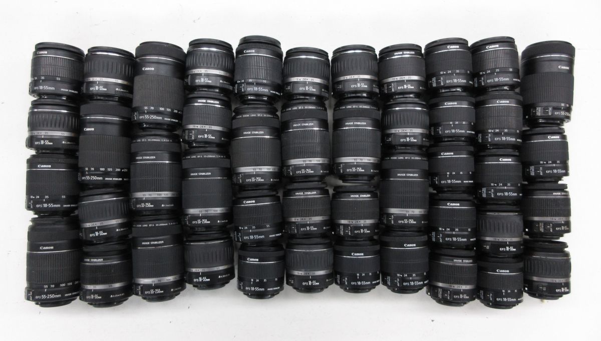 (4149Y)ジャンク Canon EF-S -18-55mm 3.5-5.6 IS -55-250mm 4-5.6等 キヤノン まとめて 大量セット 45点 動作未確認 同梱不可_画像1