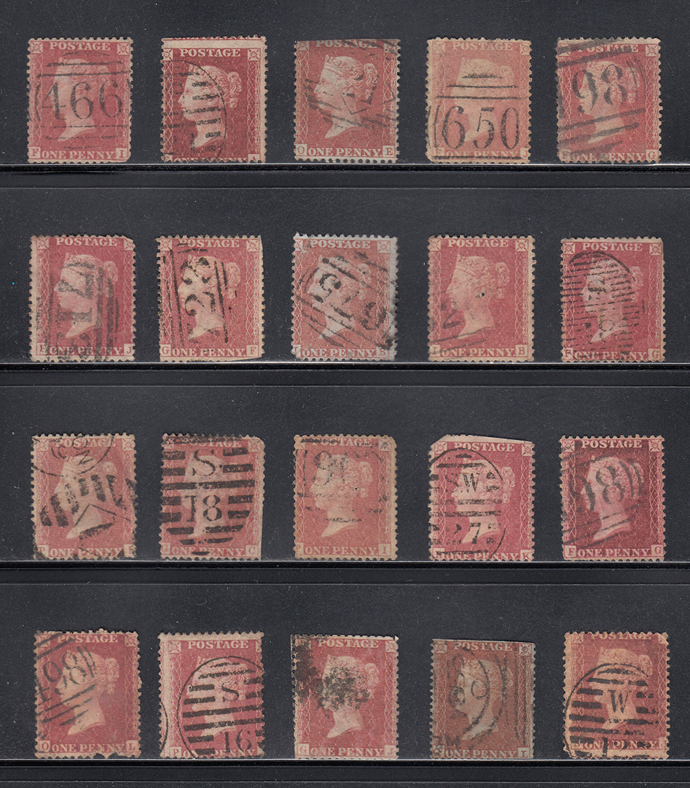 【イギリス(QV)】1854年～ペニーレッド（スター）使用済みクラシック切手20枚大量まとめてロット！希少！！(f3zwnFLiCR)_画像1