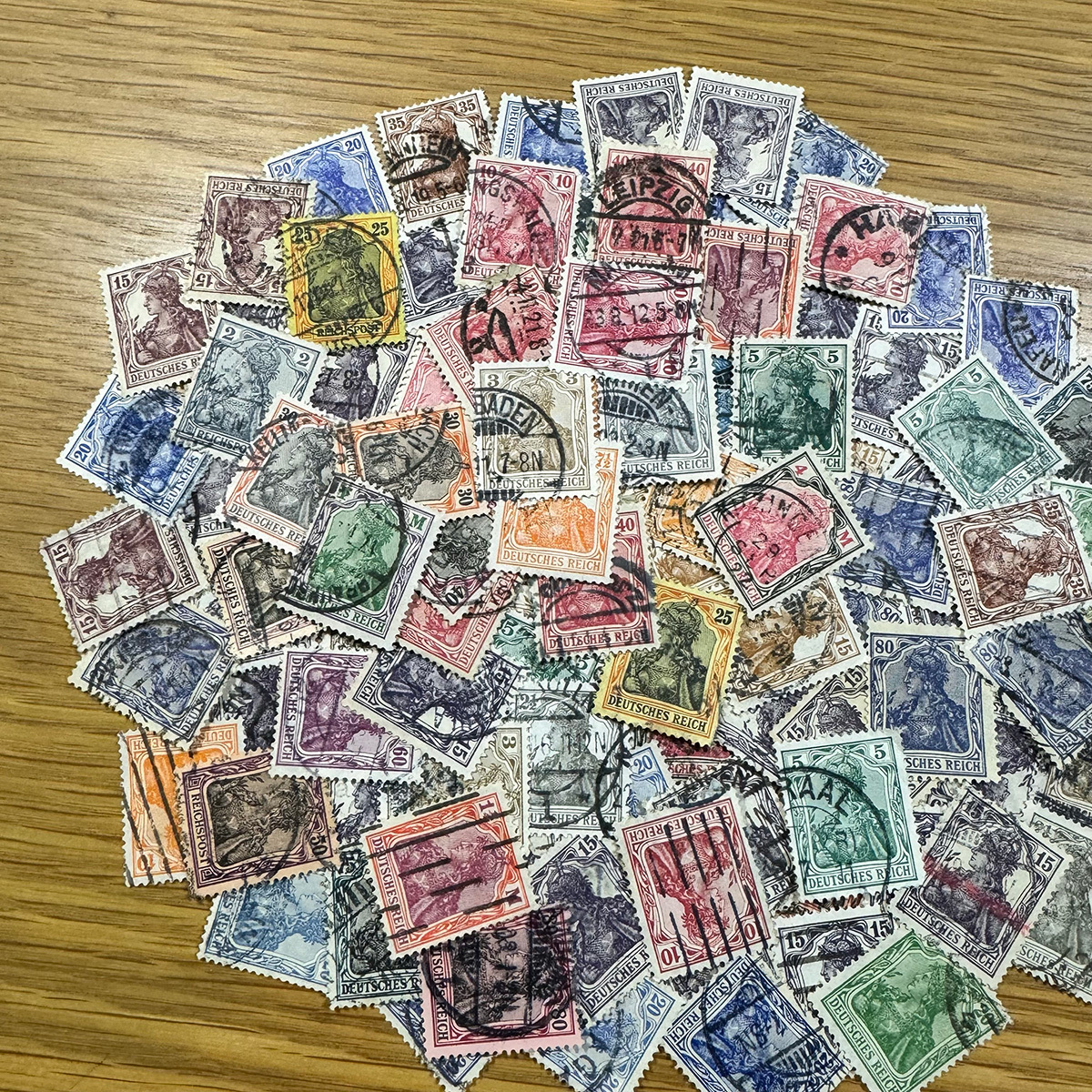 【ドイツ】1900年～普通切手（ゲルマニア図案シリーズ）使用済み切手100枚大量まとめてロット！超希少！！(wh4XT9_iWa)_画像9