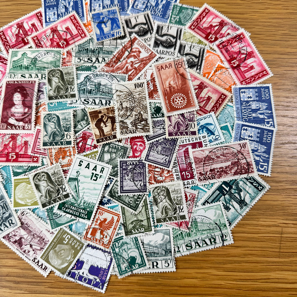 【ザール（ドイツ）】1947年～使用済み切手100枚大量まとめてロット！希少！！ (m4YcxtABDs)_画像8