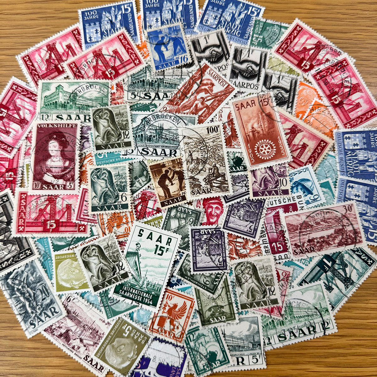 【ザール（ドイツ）】1947年～使用済み切手100枚大量まとめてロット！希少！！ (m4YcxtABDs)_画像2