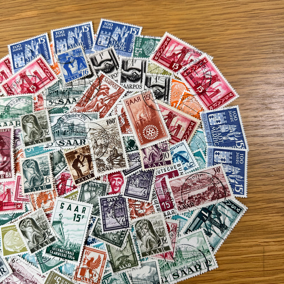 【ザール（ドイツ）】1947年～使用済み切手100枚大量まとめてロット！希少！！ (m4YcxtABDs)_画像7