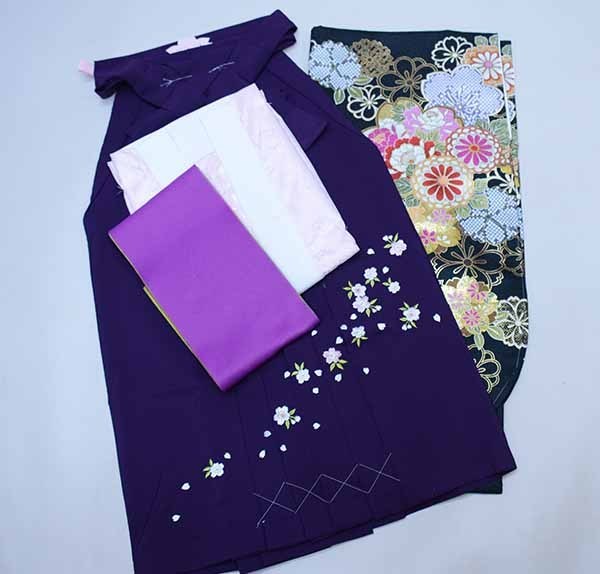  2 сяку рукав кимоно hakama полный комплект Junior для . исправление 135cm~150cm From KYOTO чёрный земля hakama модификация возможно церемония окончания новый товар ( АО ) дешево рисовое поле магазин NO36801