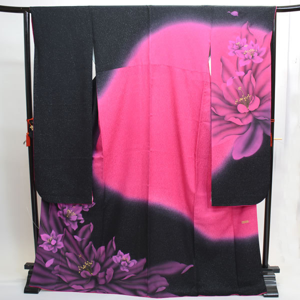  long-sleeved kimono kimono full set silk large wheel . small articles till 20 point complete set all ..7 days rental coming-of-age ceremony ( stock ) cheap rice field shop [ rental ] R75