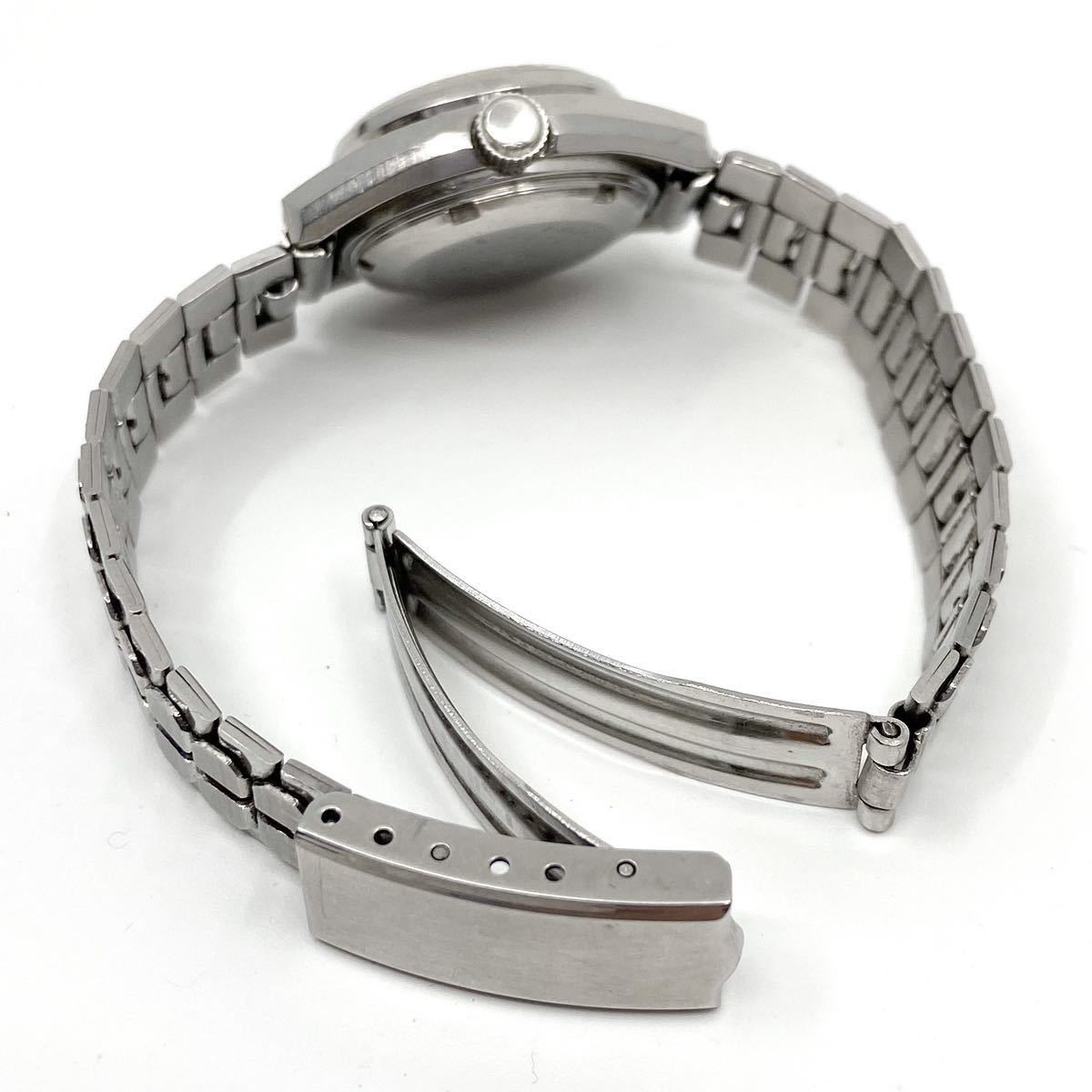 SEIKO AUTOMATIC 自動巻き 手巻き 17石 腕時計 デイデイト バーインデックス 3針 シルバー 銀 セイコー Y205_画像6