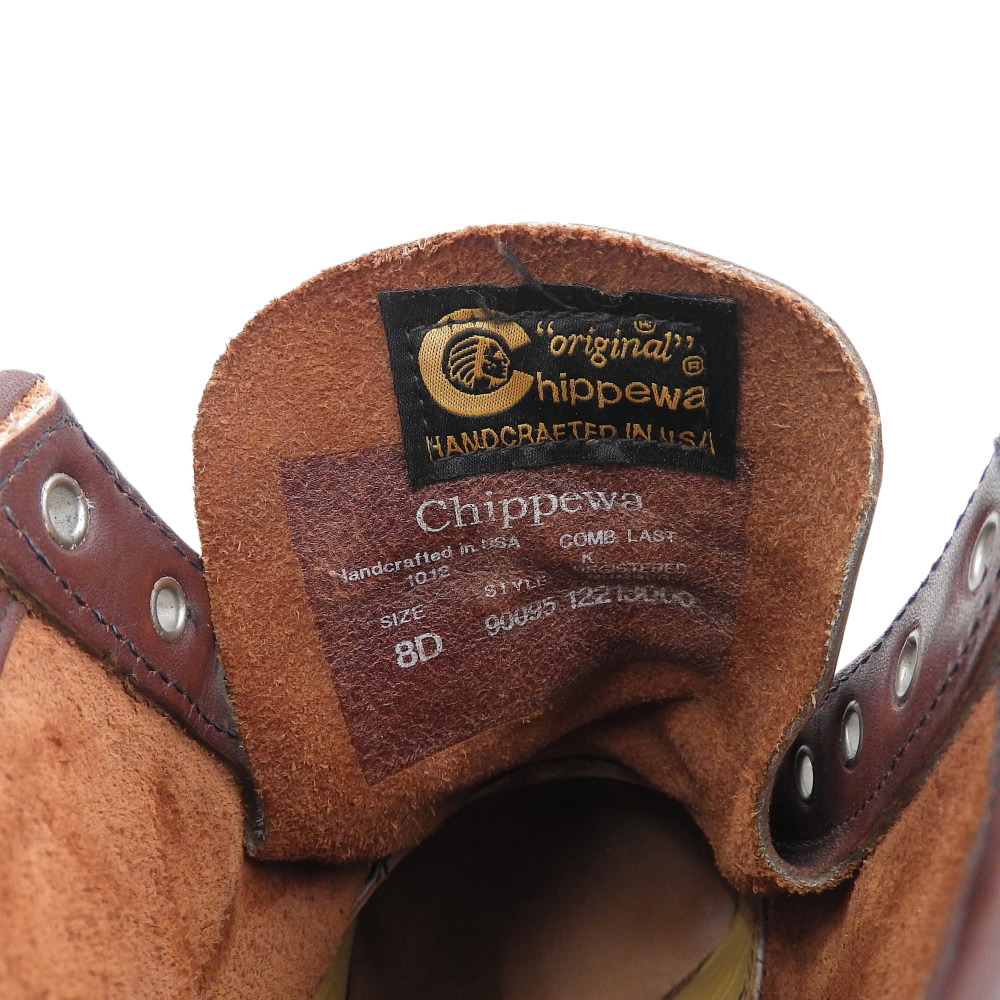 CHIPPEWA チペワ レザー モックトゥ ブーツ 6インチ メンズ ブラウン 8D 90095_画像7
