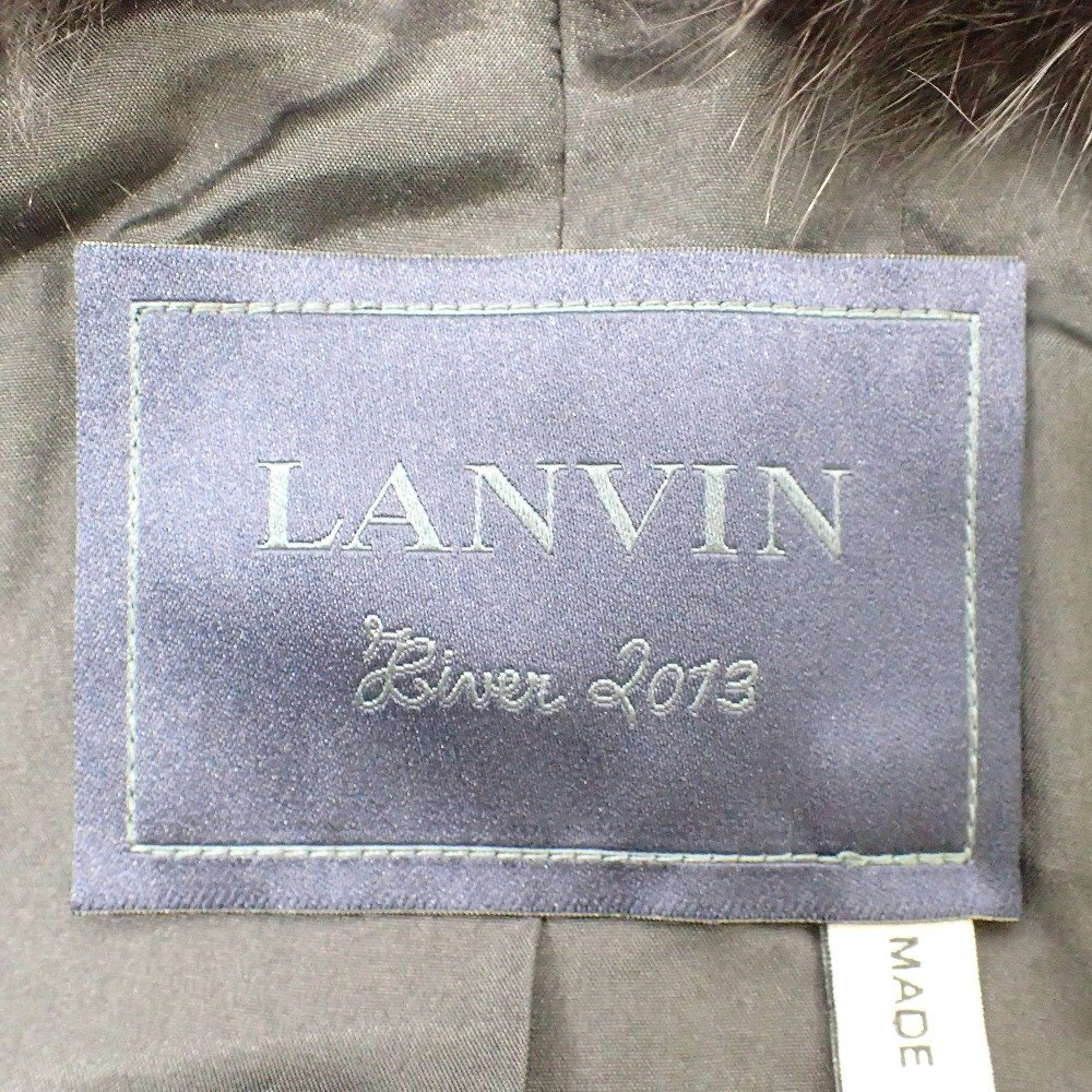 1円 LANVIN ランバン ブラック モヘア混フォックスファーコート コート 34 ブラック レディース_画像4