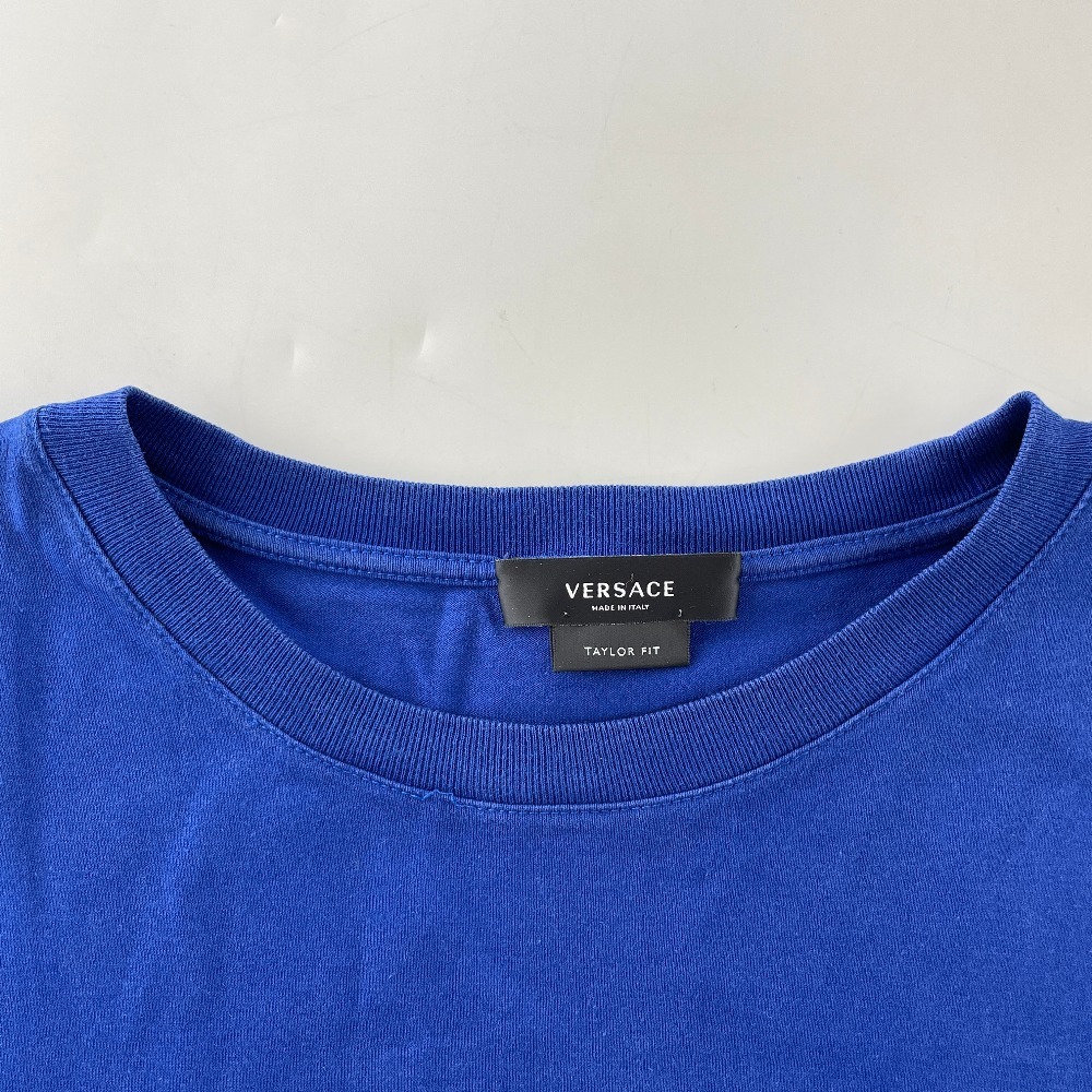 Versace ヴェルサーチ A89289 ブルー メデューサ刺繍 クルーネック Tシャツ トップス XL ブルー メンズ_画像7