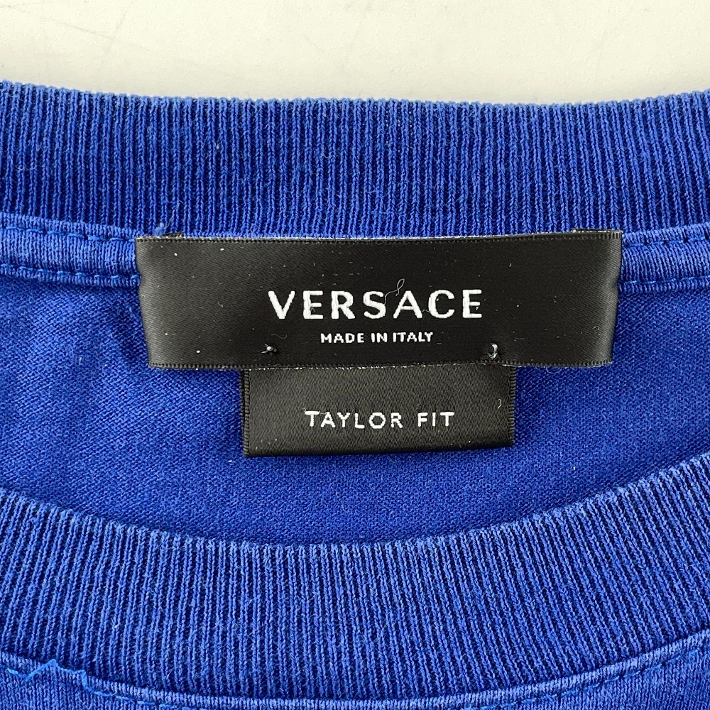 Versace ヴェルサーチ A89289 ブルー メデューサ刺繍 クルーネック Tシャツ トップス XL ブルー メンズ_画像4