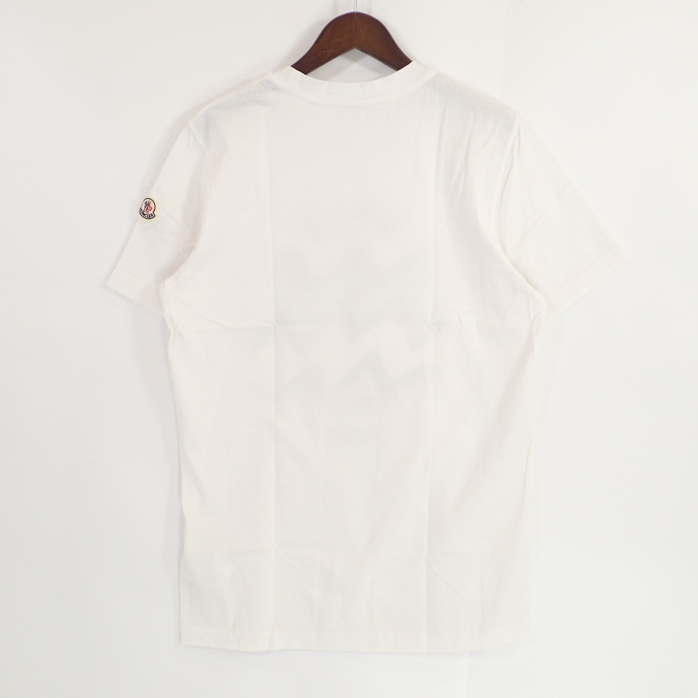 MONCLER モンクレール 21年製 白 ロゴプリント Tシャツ ホワイト XS トップス コットン メンズ 中古_画像3