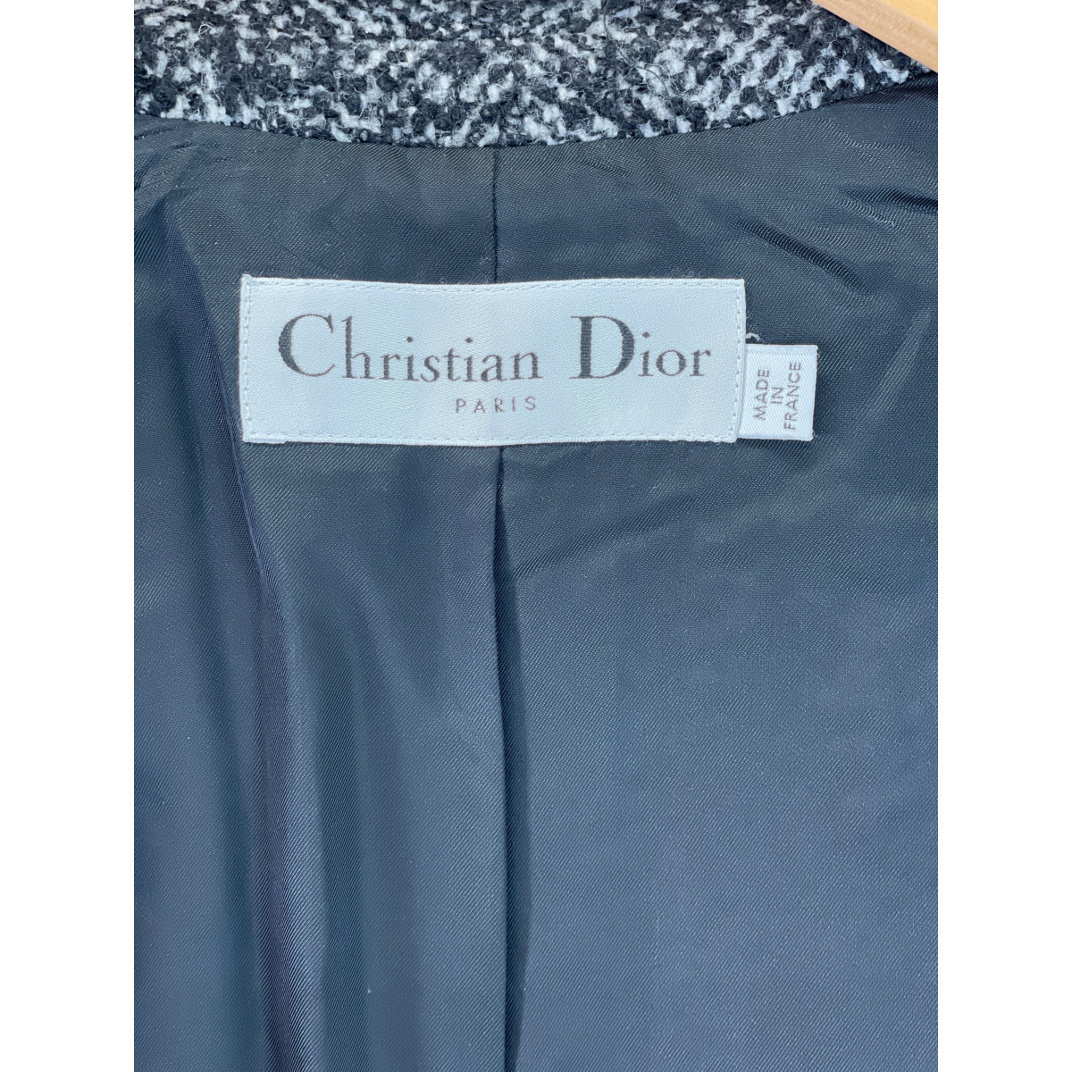 美品/国内正規 Christian Dior クリスチャンディオール 841M02A1020 ウールｘモヘア ツイード チェスターコート I:38 レディース_画像5