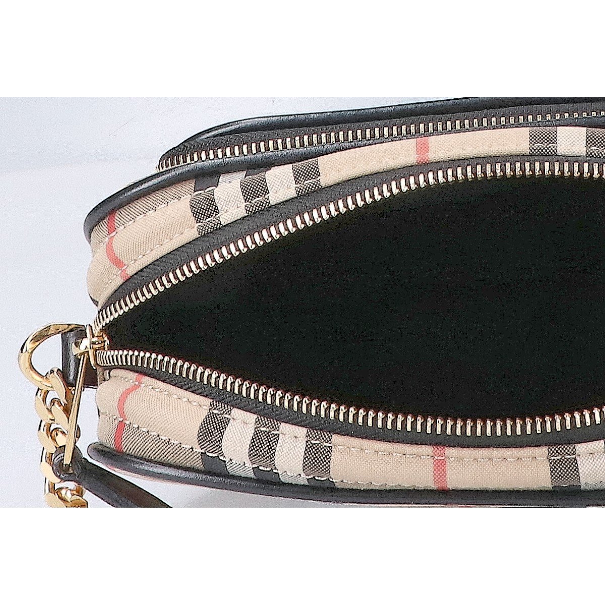 【美品/1円】BURBERRY バーバリー 8021282 ヴィンテージチェック カメラバッグ/チェーンｘレザー ショルダーバッグ ベージュ レディース_画像6