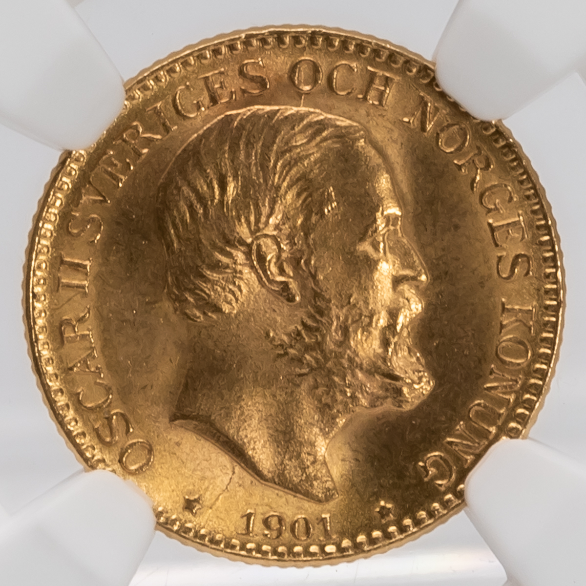 【高鑑定 NGC MS65】1901年 スウェーデン 10クローネ Kronor 金貨 オスカル2世 アンティーク