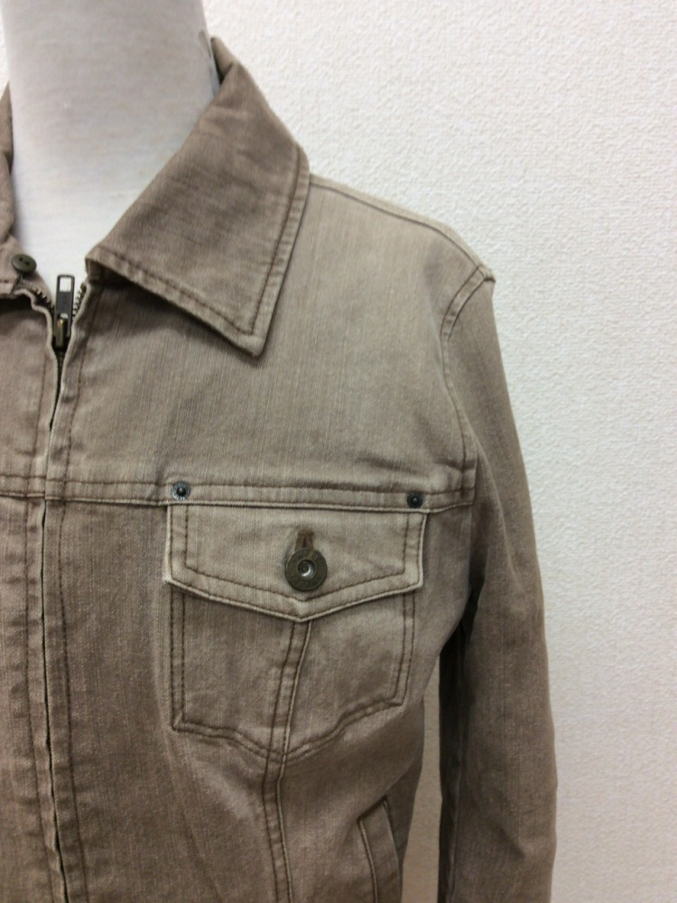  Indivi tea color. stretch Denim jacket denim jacket front Zip size 38