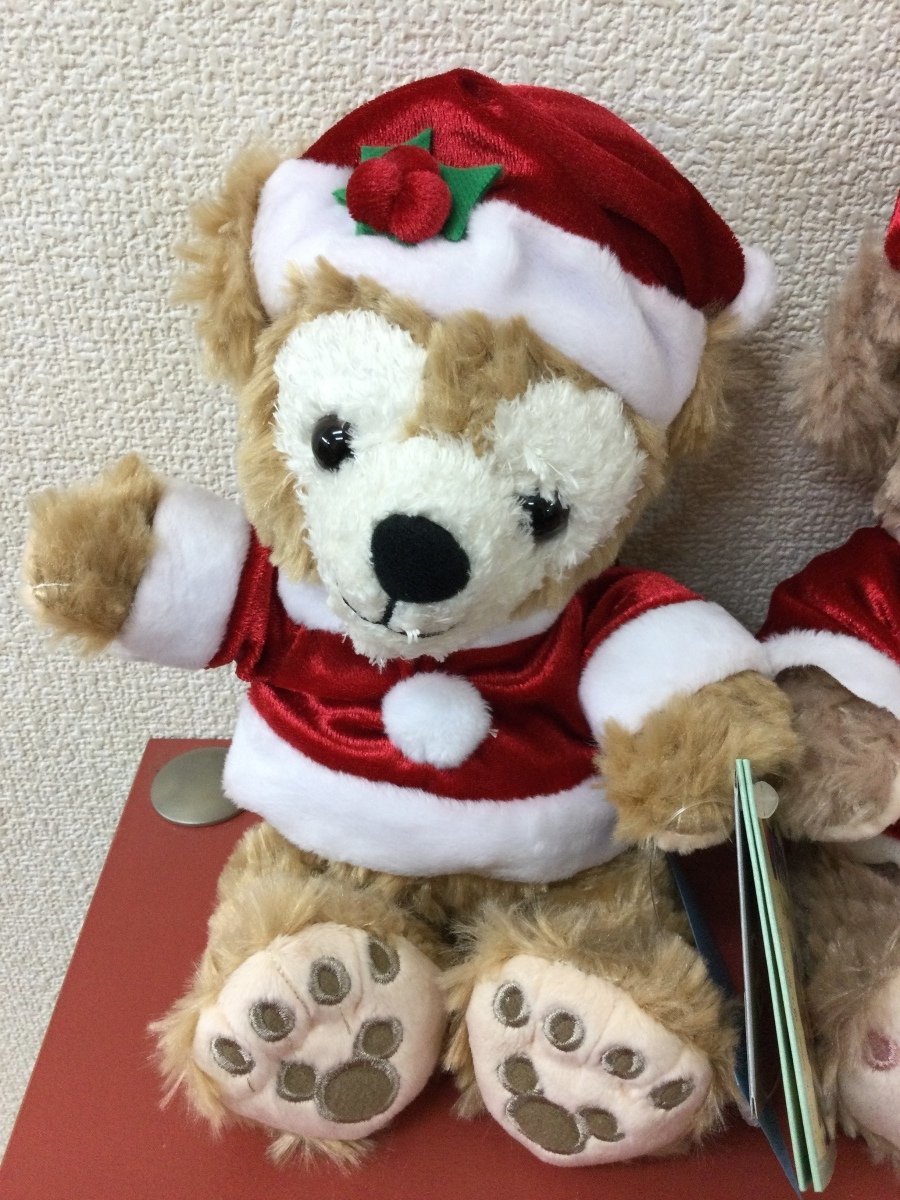 上海ディズニーリゾート タグ付き未使用 クリスマスコス ダッフィー シェリーメイ ペアぬいぐるみ_画像2