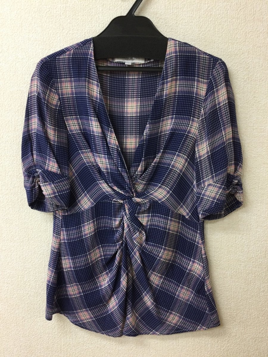 Paul &amp; Joe Blue Check Silk Blouse Размер 1