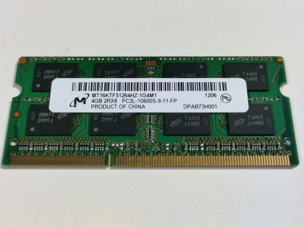 【動作確認済み】micron DDR3L 4GB×1 PC3L-12800S SO-DIMM MT16KTF51264HZ-1G4E1【1206】_画像1