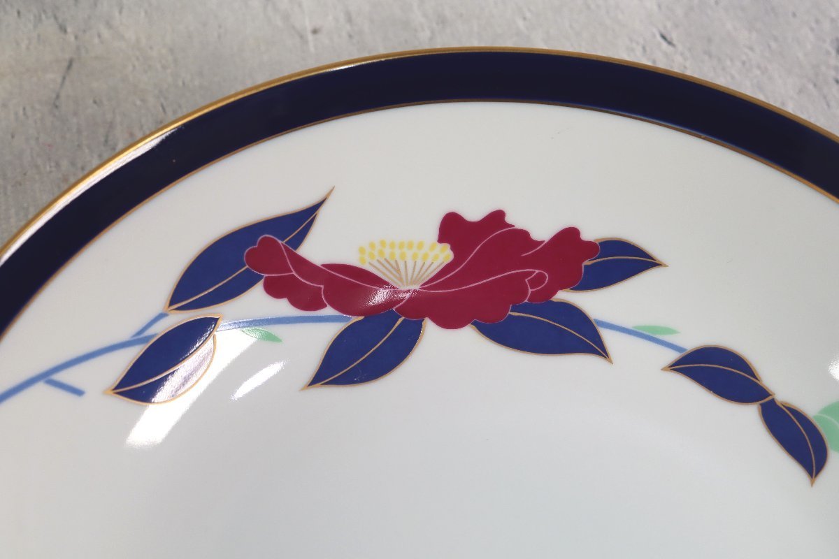 香蘭社 陶器 ボウル 大皿 盛皿 食器 417 JB9 ブルー×ホワイト系 金彩 金縁 和食器_画像6