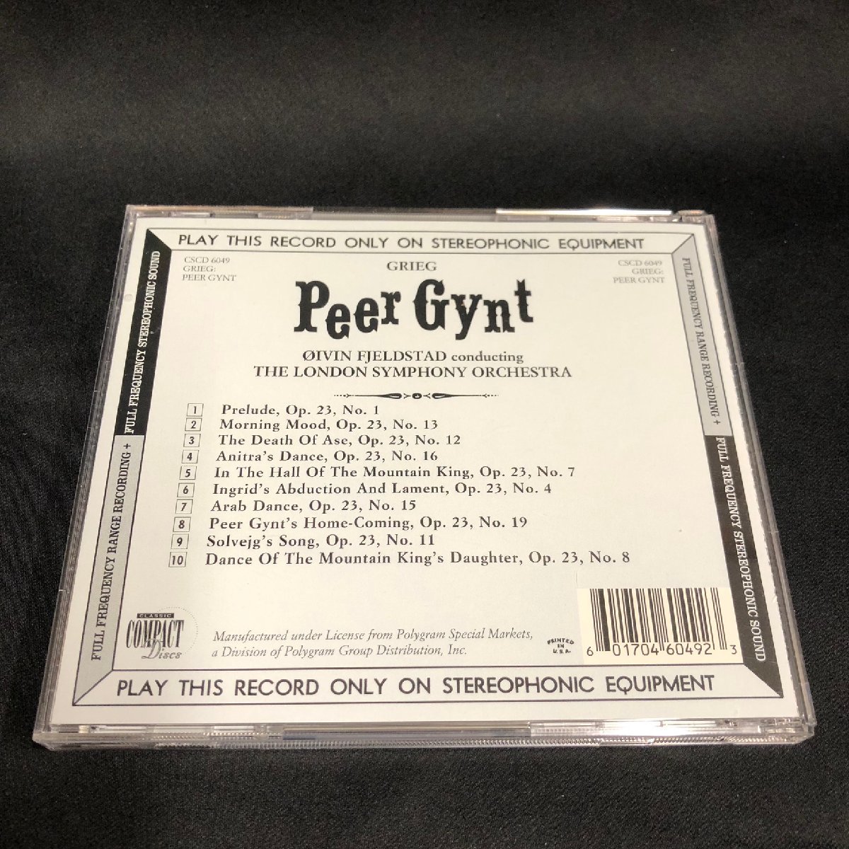 【GOLD CD】OIVEN FJELDSTAD GRIEG PEER GYNT (CLASSIC COMPACT DISCS/CSCD 6049) エイフィン・フィエルスター グリーグ ペール・ギュント_画像2