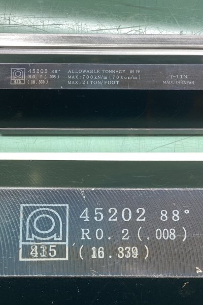 アマダ◆プレスブレーキ ベンダー金型 No.45202 グースネックパンチ ◆ 88° R0.2 全長415mm ※刻印表示値_画像2