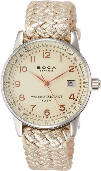 【未使用】 BOCA MMXII (ボカ) 腕時計 102464 日本製クォーツ式 牛革レザー イントレチャート 手編みレザー ホワイト 【アウトレット】KC39