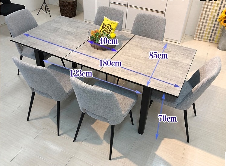 新品/ダイニング テーブル チェア 4脚セット/国産 メラミン天板/140～180cm かんたん伸縮式/新築 新居 新生活/選べる2 x 2色対応/送料無料_伸長時のロック色天板です。