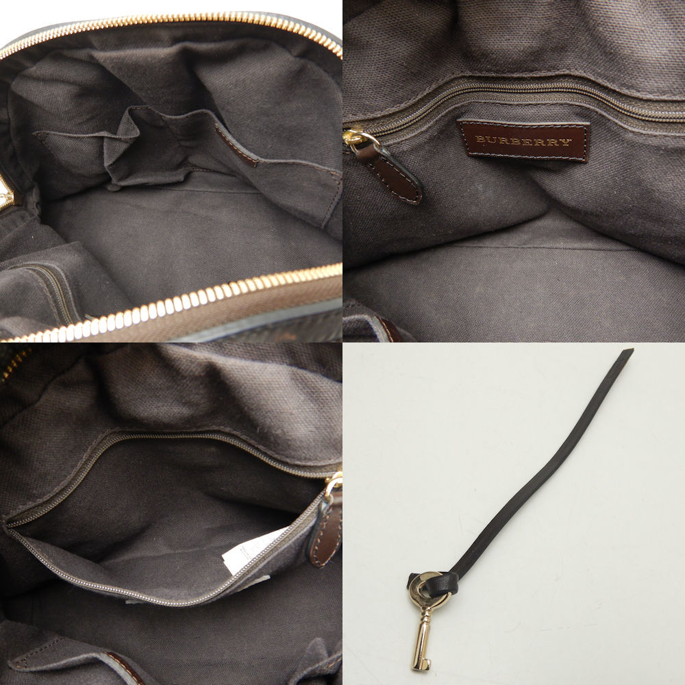 BURBERRY バーバリー 3201007 ハンドバッグ ノバチェック PVC xレザー ベージュ ブラウン/251203【中古】_画像9