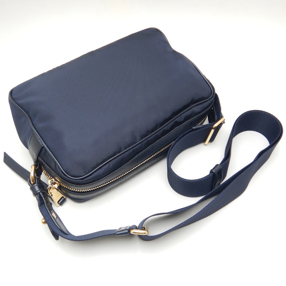 PRADA プラダ 1BH089 ショルダーバッグ テスート ナイロンxカーフ BLEU/251211【中古】_画像3