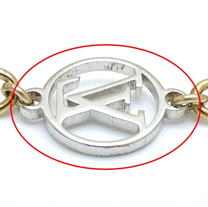 LOUIS VUITTON Louis Vuitton латунь re Logo любитель браслет M68077 комбинированный цвет Gold x серебряный /291017[ б/у ]