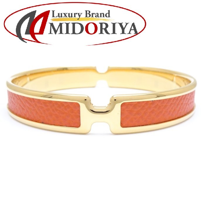 HERMES エルメス オランプ バングル オレンジxゴールド GP ゴールドメッキ /290844【中古】
