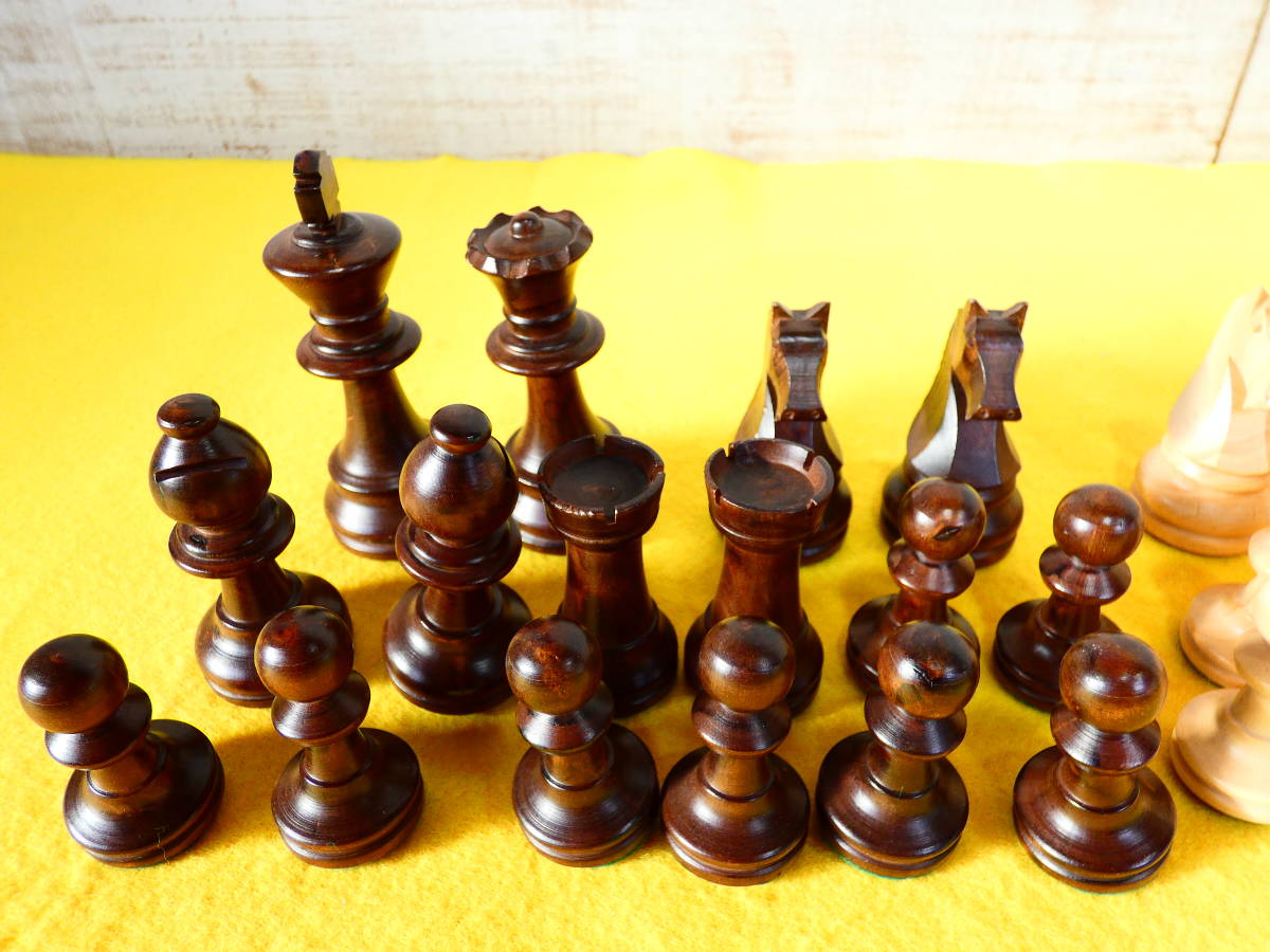 CHAVET CHESS フランス製 木製チェス駒 木箱入り シャベ ボードゲーム テーブルゲーム ＠60(12)_画像4