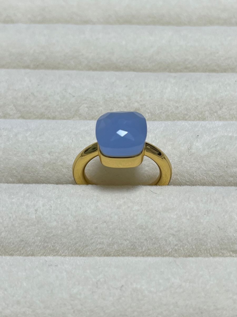 ブルー×ゴールド9号【一点物】キャンディーリングポメラート風ヌードリング  指輪 リング