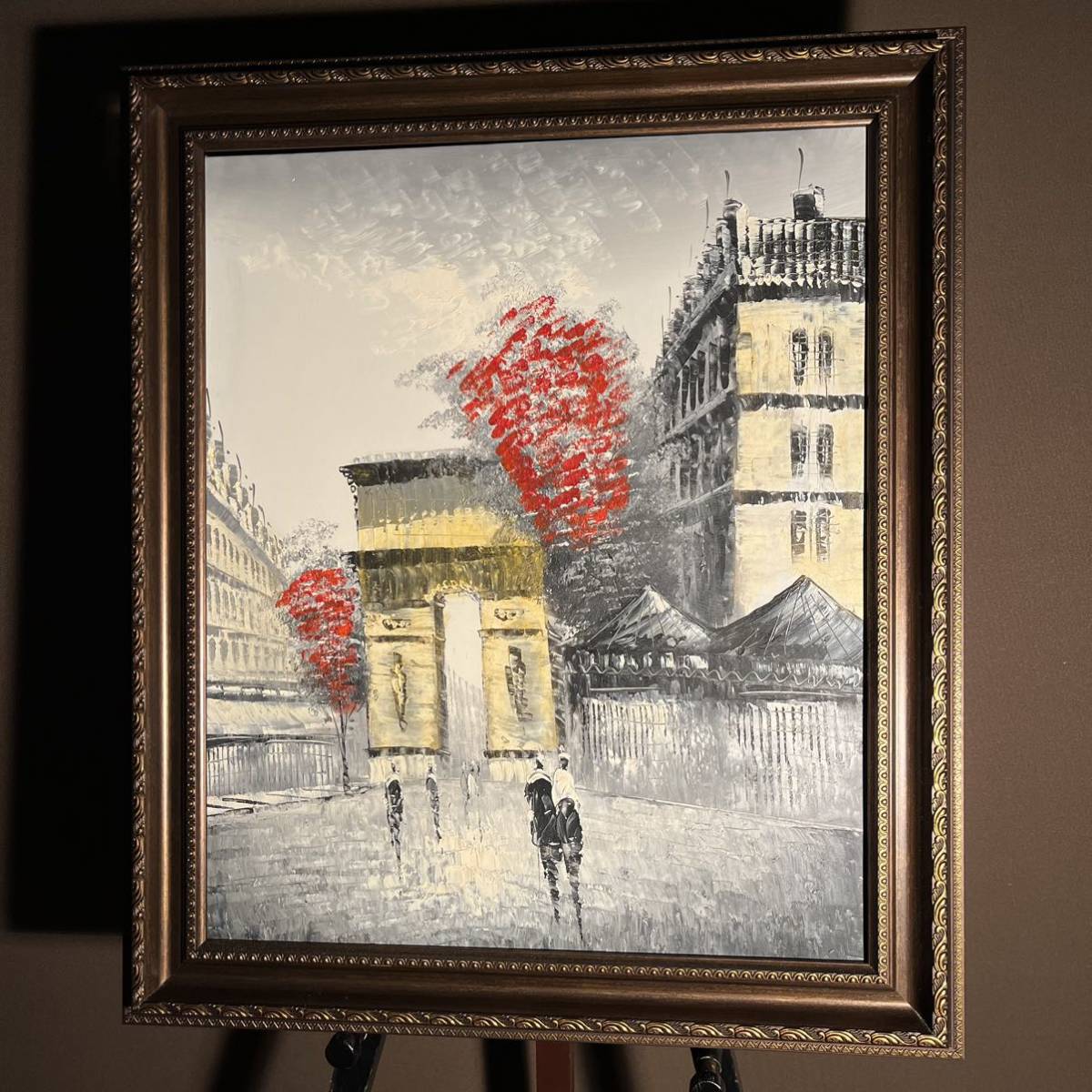 パリの風景 凱旋門 絵画 油絵 模写-
